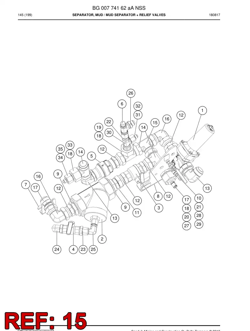 55184356 551 843 56 Adapter, Tee - Sandvik Technical Drawing