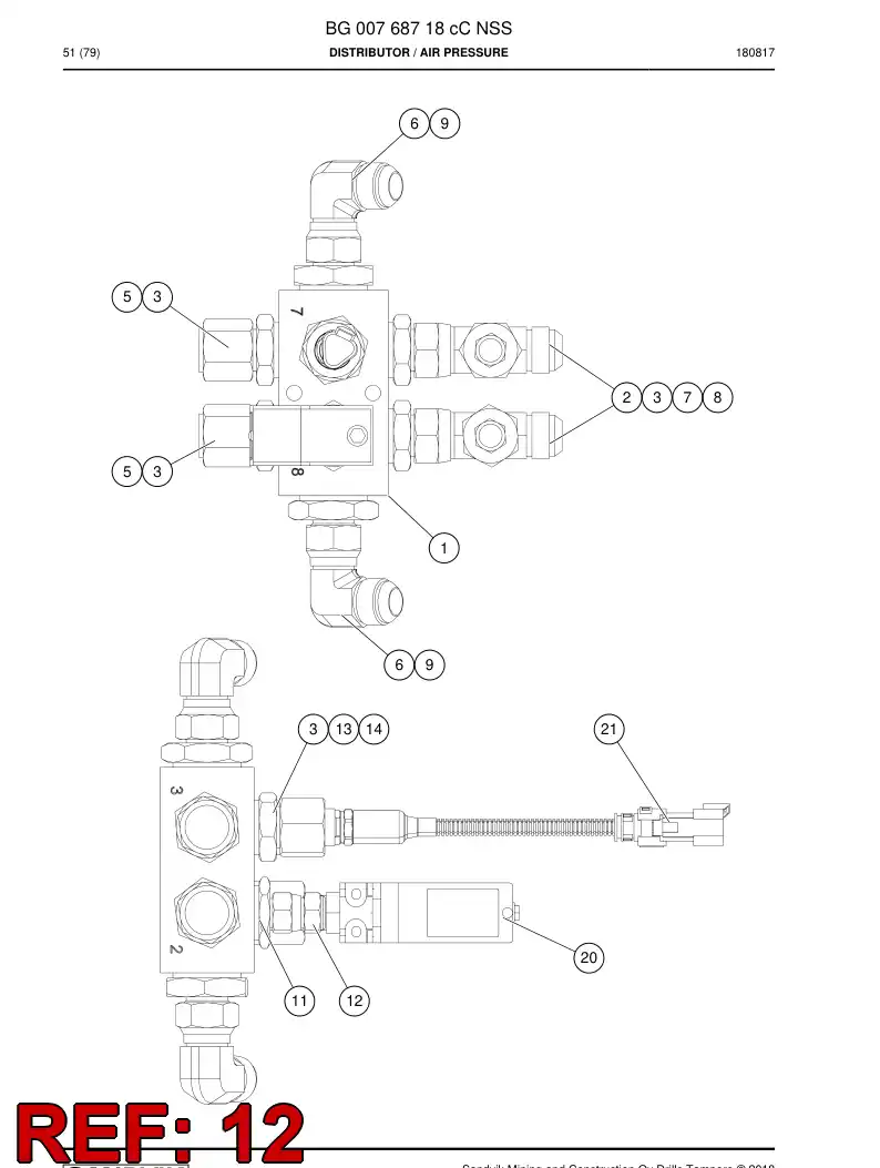 55184366 551 843 66 Swivel nut male adapter - Sandvik Technical Drawing