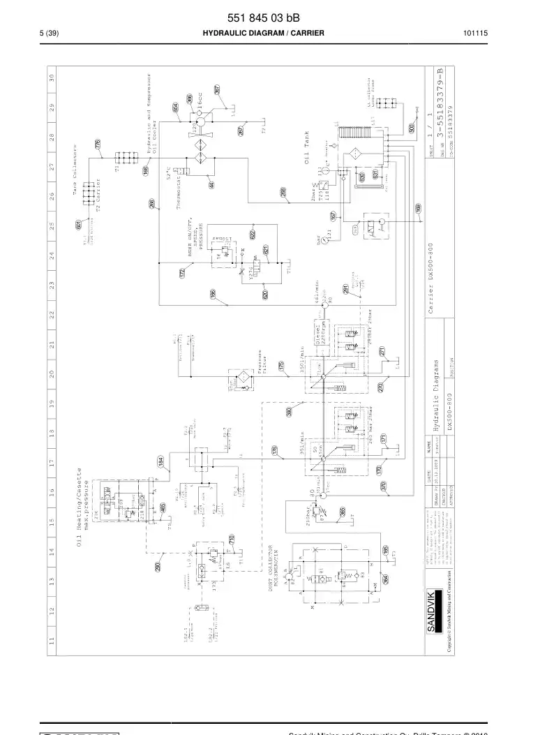 55184503 551 845 03 HYDRAULIC DIAGRAM - Sandvik Technical Drawing