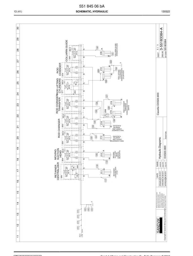 55184506b 551 845 06b Schematic, Hydraulic - Sandvik Technical Drawing
