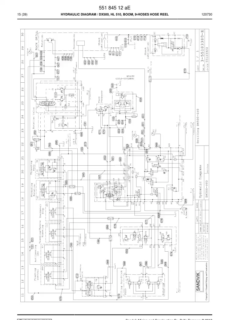 55184512a 551 845 12a Hydraulic diagram - Sandvik Technical Drawing
