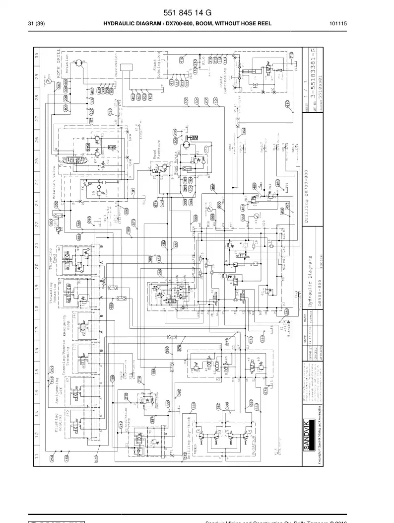 55184514h 551 845 14h Schematic, Hydraulic - Sandvik Technical Drawing