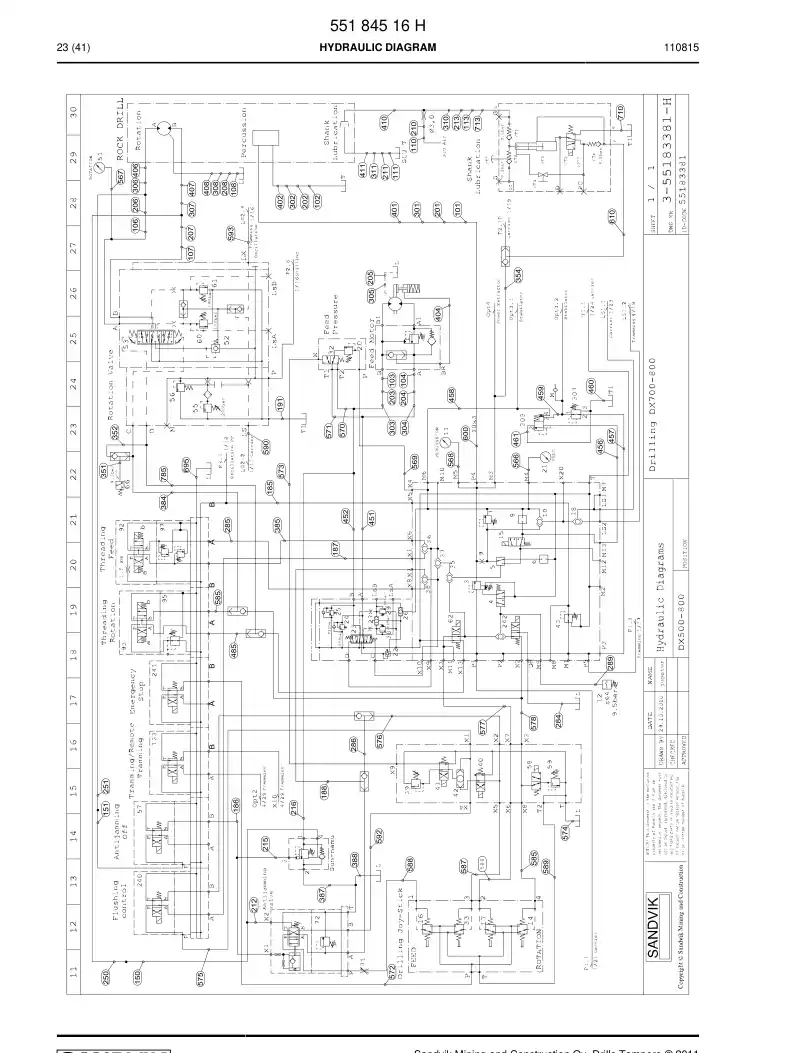 55184516 551 845 16 Hydraulic diagram - Sandvik Technical Drawing