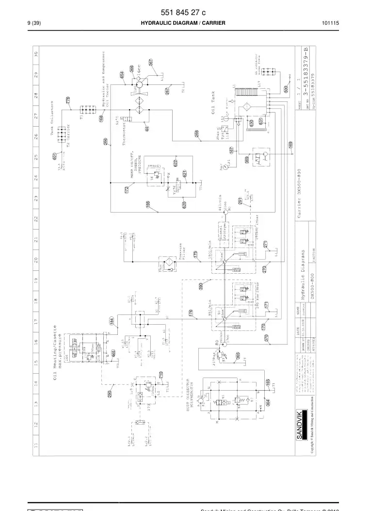 55184527a 551 845 27a HYDRAULIC DIAGRAM - Sandvik Technical Drawing