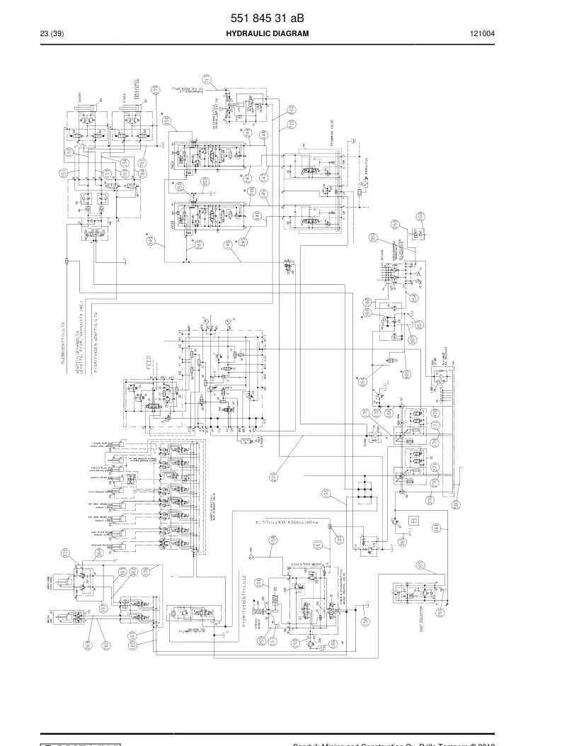 55184531a 551 845 31a HYDRAULIC DIAGRAM - Sandvik Technical Drawing