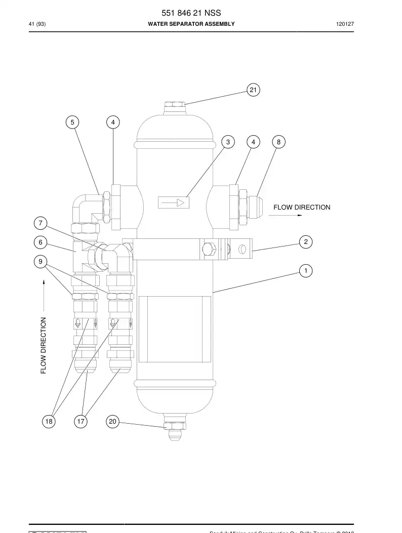 55184621 551 846 21 Water Separator Assembly - Sandvik Technical Drawing