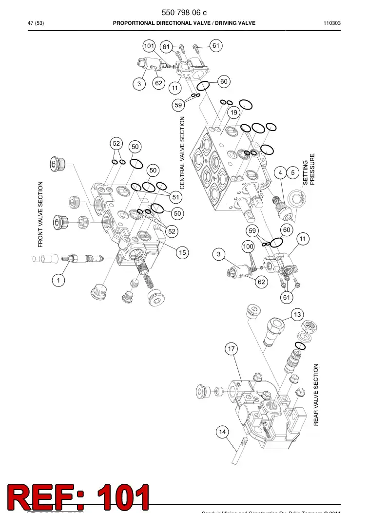 55184639 551 846 39 Seal Kit - Sandvik Technical Drawing