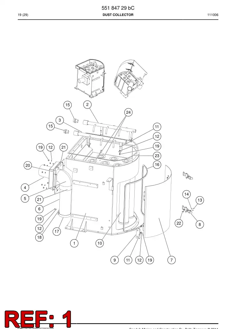 55184739 551 847 39 Dust collector - Sandvik Technical Drawing