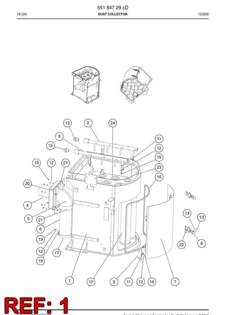 55184739a 551 847 39a Dust collector - Sandvik Technical Drawing
