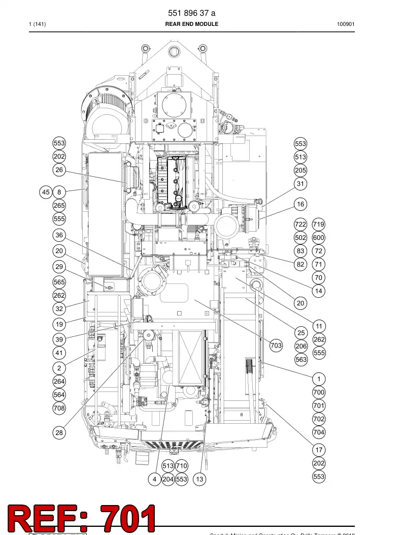 55184810 551 848 10 Power cable - Sandvik Technical Drawing