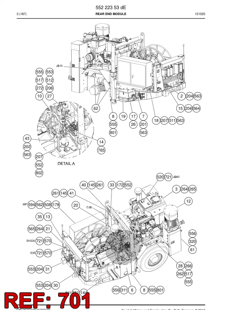 55184812a 551 848 12a Power cable - Sandvik Technical Drawing