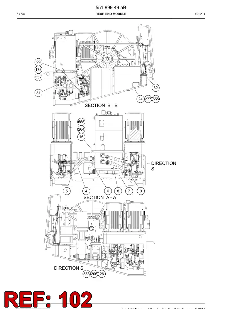 55184815 551 848 15 Power cable - Sandvik Technical Drawing