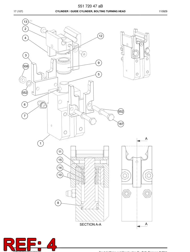 55184838 551 848 38 Guide plate - Sandvik Technical Drawing