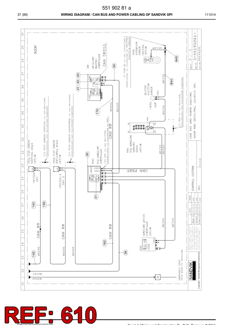 55185182b 551 851 82b WIRING HARNESS ASSEMBLY - Sandvik Technical Drawing