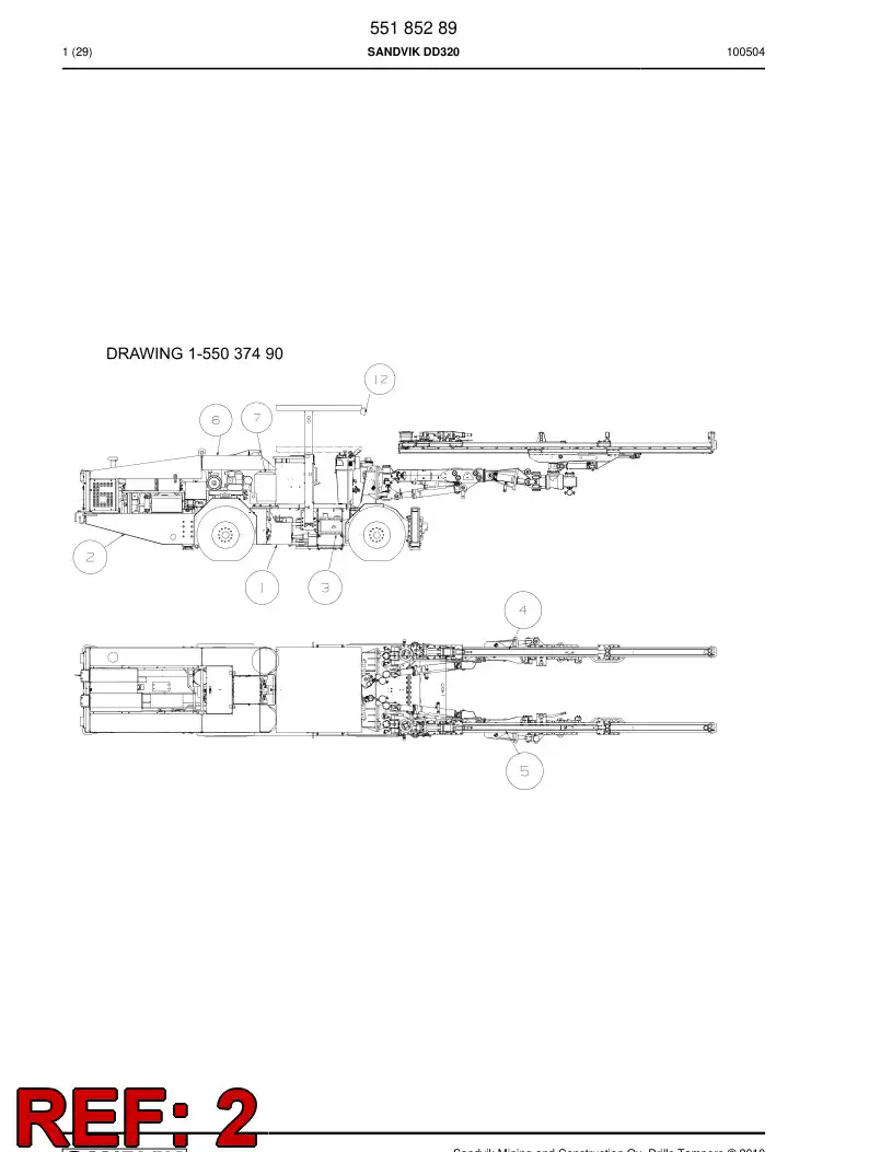 55185280 551 852 80 Rear module - Sandvik Technical Drawing