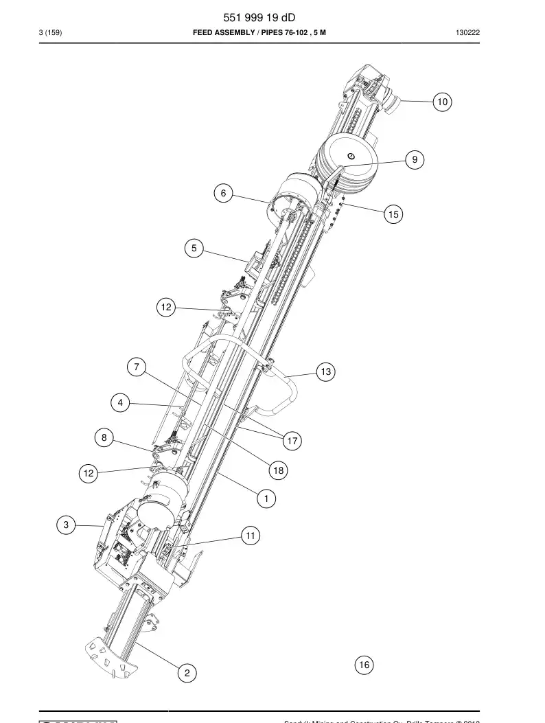 55185311u 551 853 11u Rail, Slide - Sandvik Technical Drawing