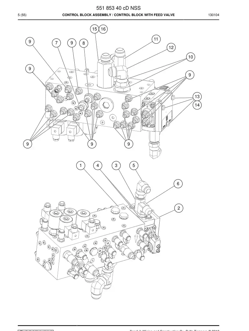 55185340d 551 853 40d Control Block Assembly - Sandvik Technical Drawing
