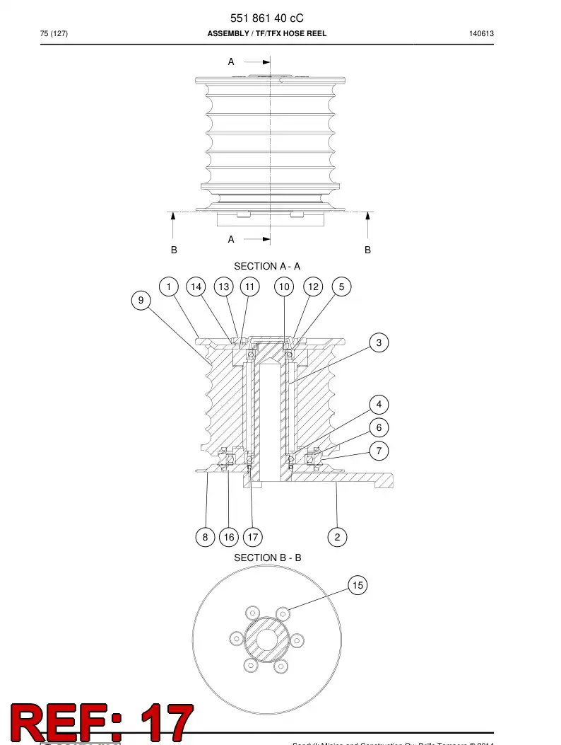 55185389 551 853 89 Seal, Shaft - Sandvik Technical Drawing