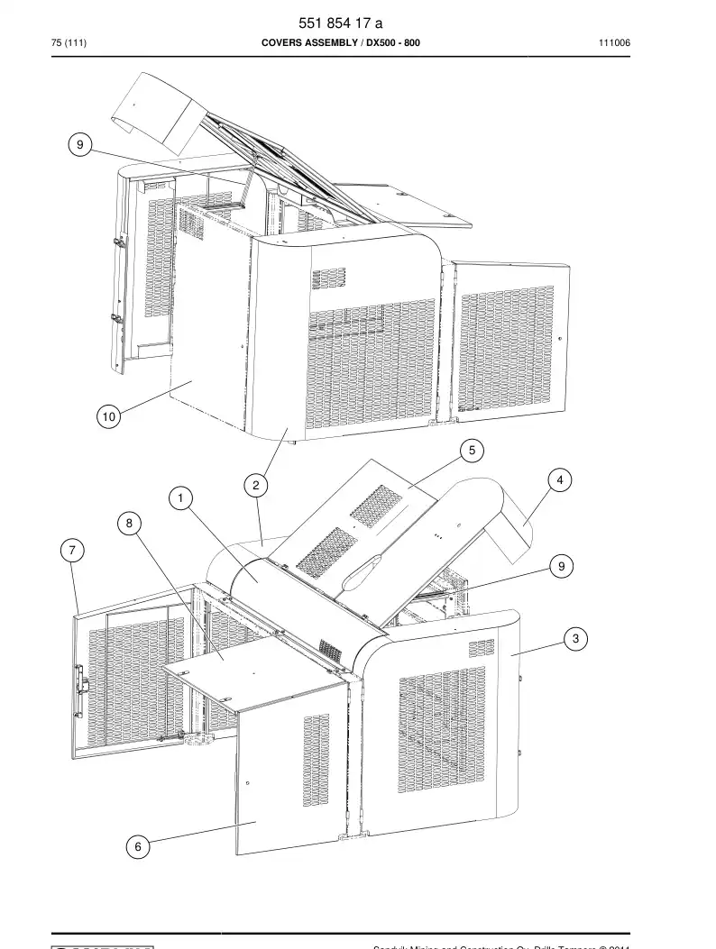 55185417a 551 854 17a Covers Assembly - Sandvik Technical Drawing