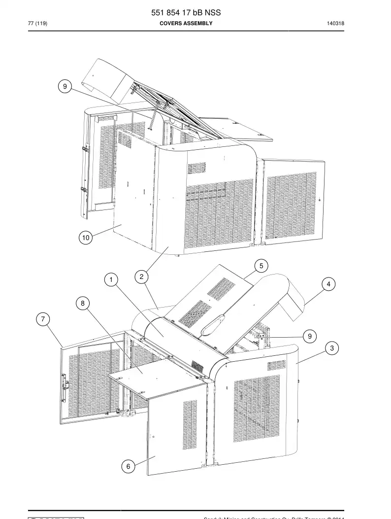 55185417b 551 854 17b Covers Assembly - Sandvik Technical Drawing