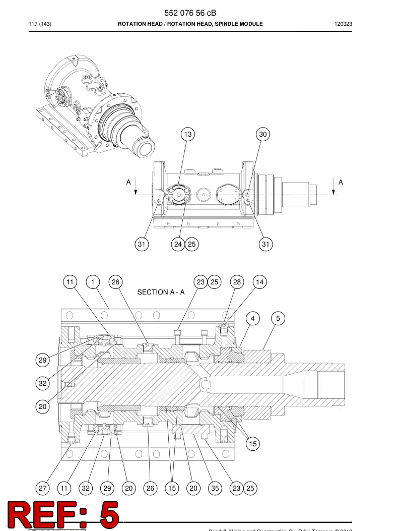 55185752b 551 857 52b Bushing, Bearing - Sandvik Technical Drawing