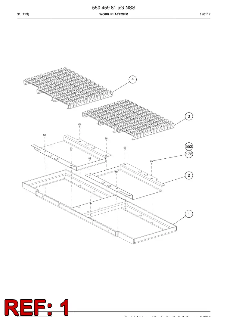 55185856 551 858 56 Working platform - Sandvik Technical Drawing