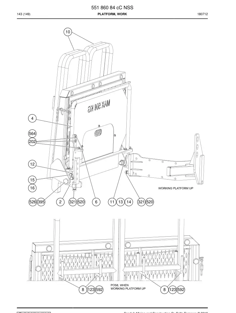 55186084b 551 860 84b Platform, Work - Sandvik Technical Drawing