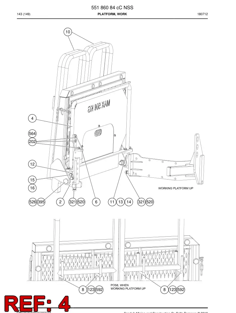 55186108 551 861 08 Railing - Sandvik Technical Drawing
