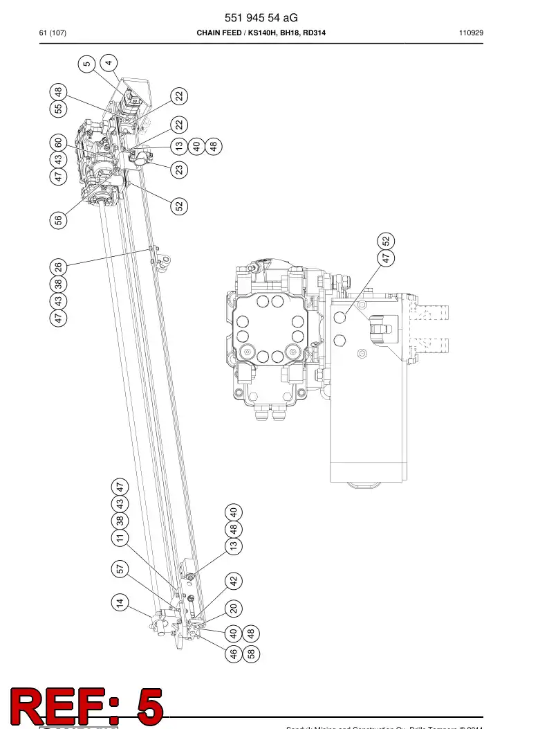 55186235 551 862 35 Hydraulic motor - Sandvik Technical Drawing