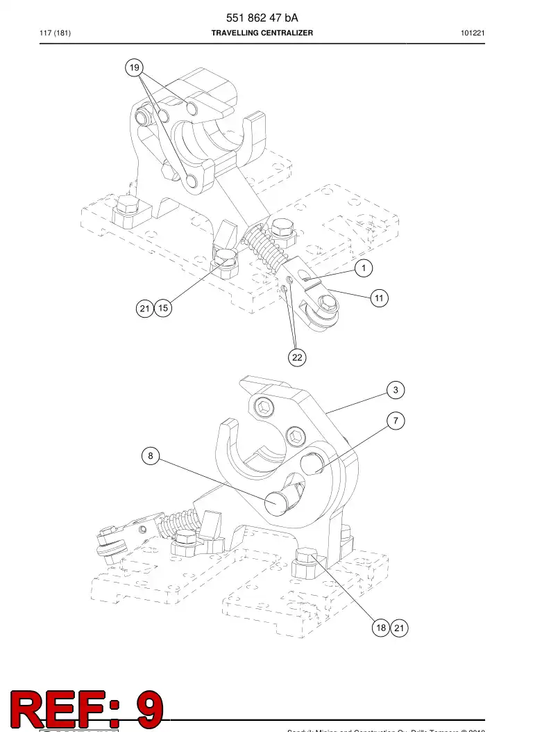 55186251 551 862 51 Wear piece - Sandvik Technical Drawing