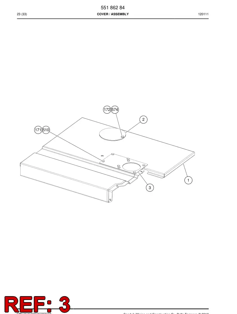 55186285 551 862 85 Plate - Sandvik Technical Drawing