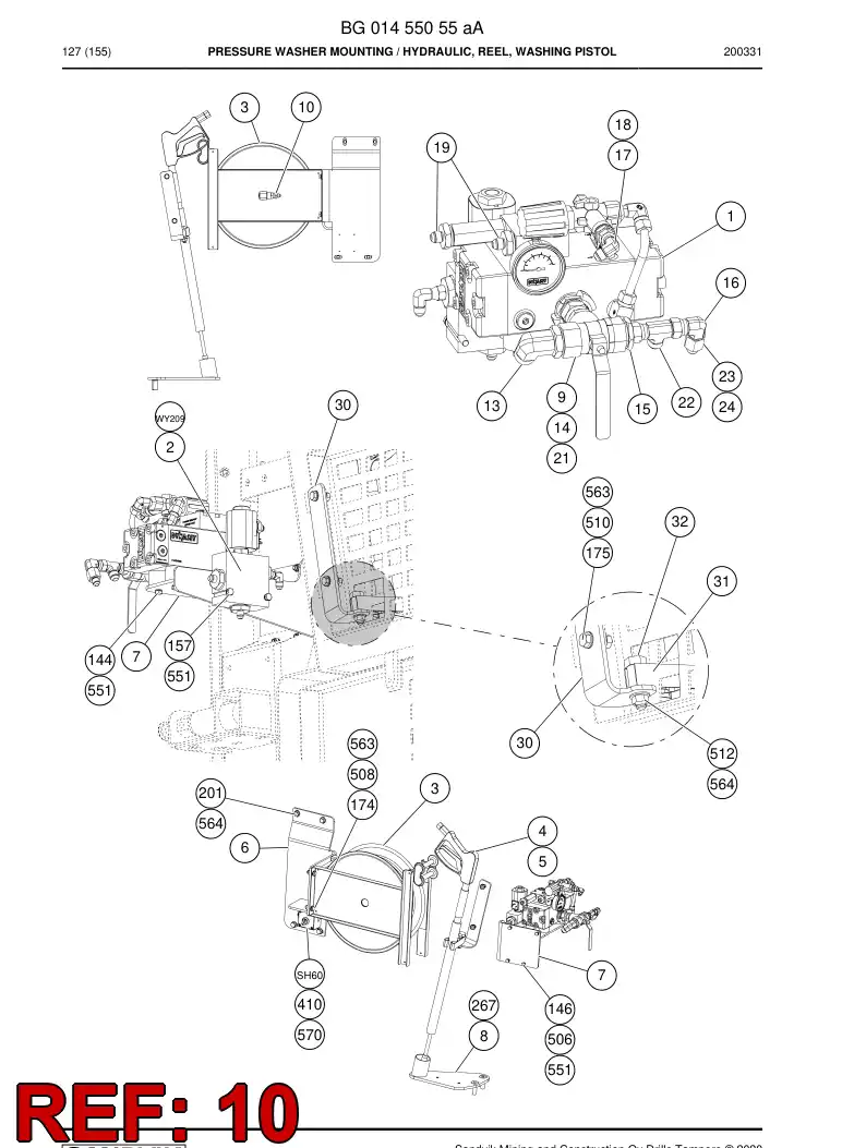 55186313 551 863 13 Adapter, Hydraulic - Sandvik Technical Drawing
