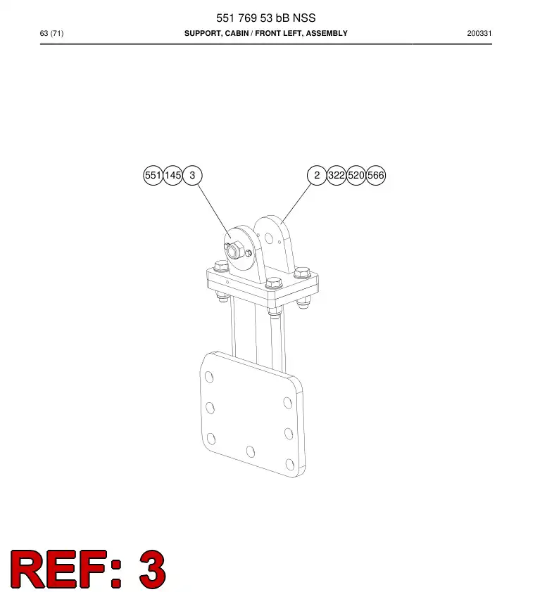 55186361 551 863 61 Support, Mounting - Sandvik Technical Drawing
