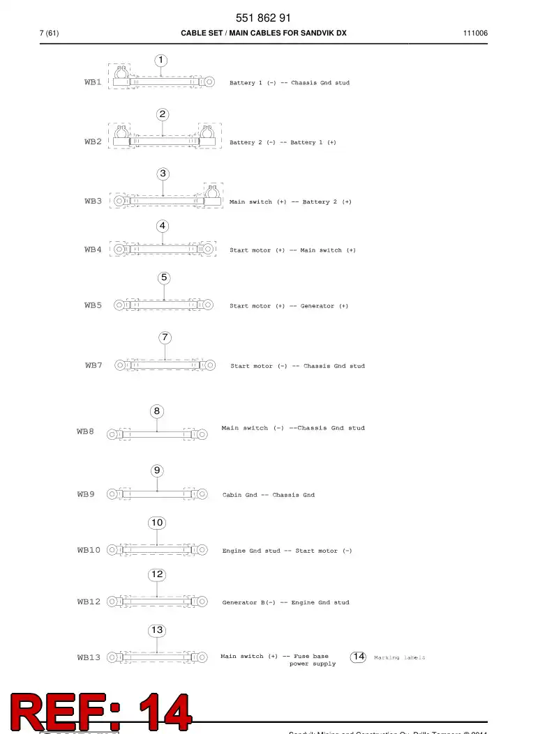 55186439 551 864 39 Marking label set - Sandvik Technical Drawing