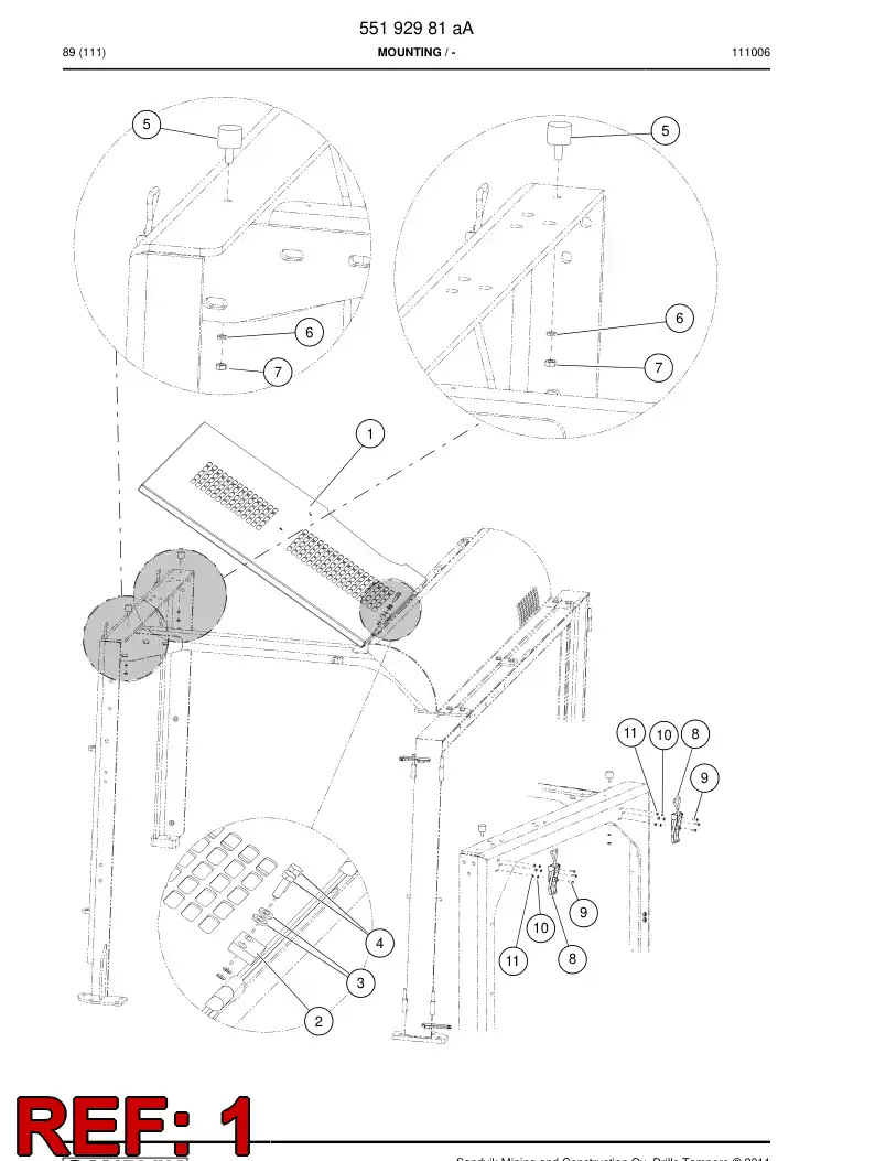55186467 551 864 67 551-864-67 Cover assembly - Sandvik Technical Drawing