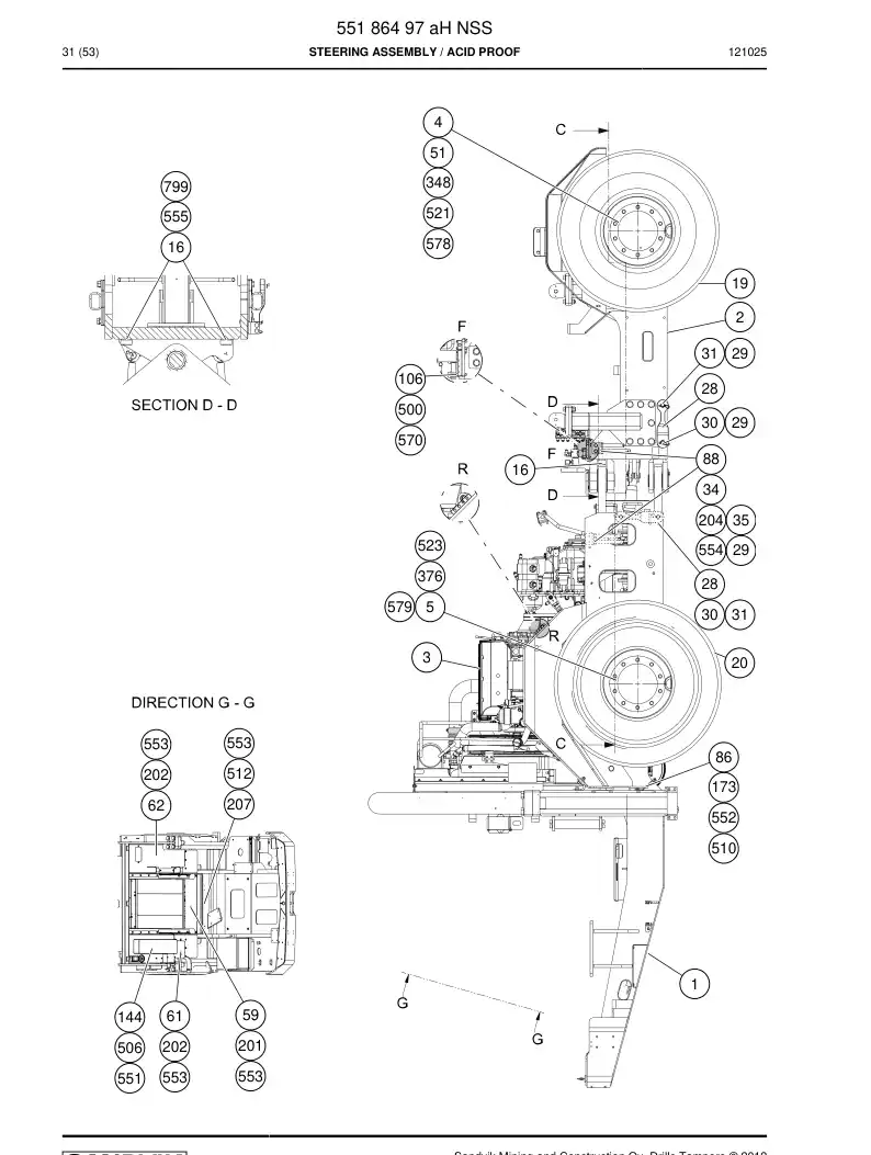 55186497a 551 864 97a Steering assembly - Sandvik Technical Drawing