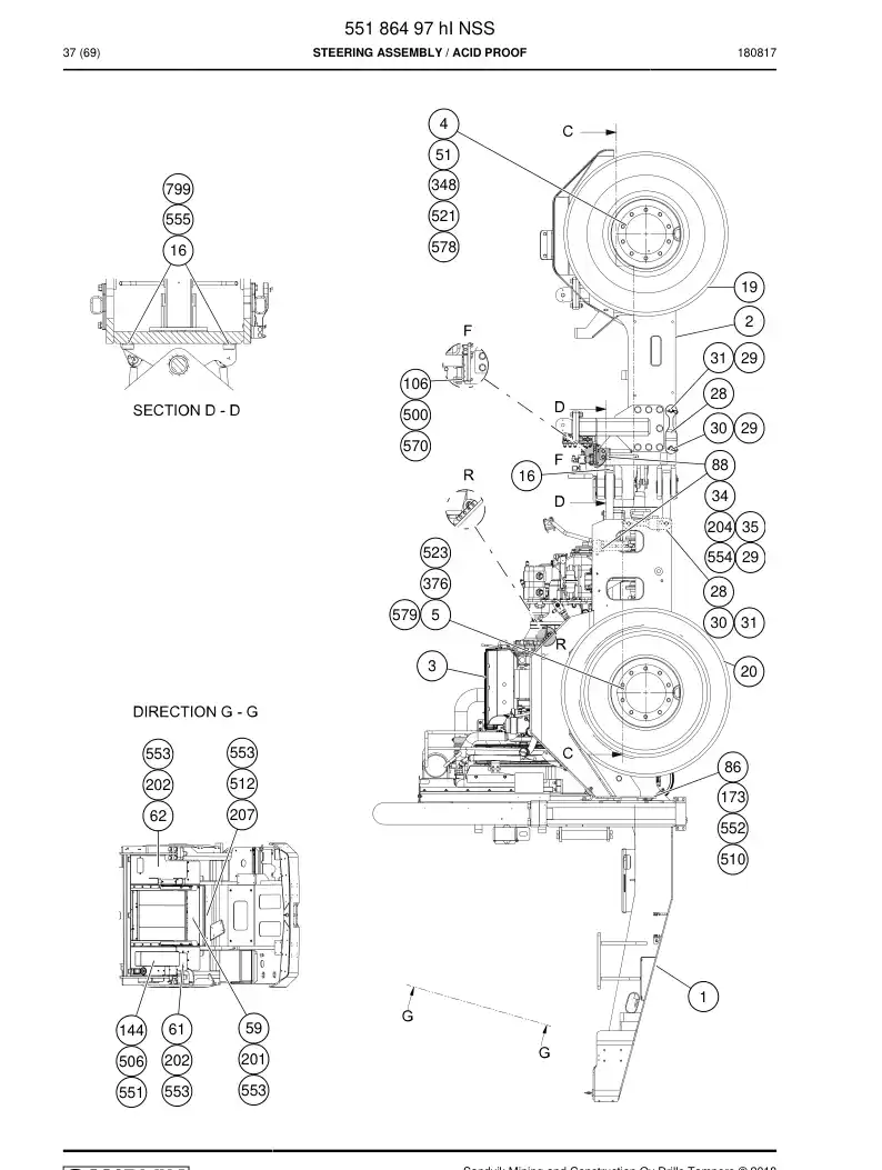 55186497h 551 864 97h Steering Assembly - Sandvik Technical Drawing