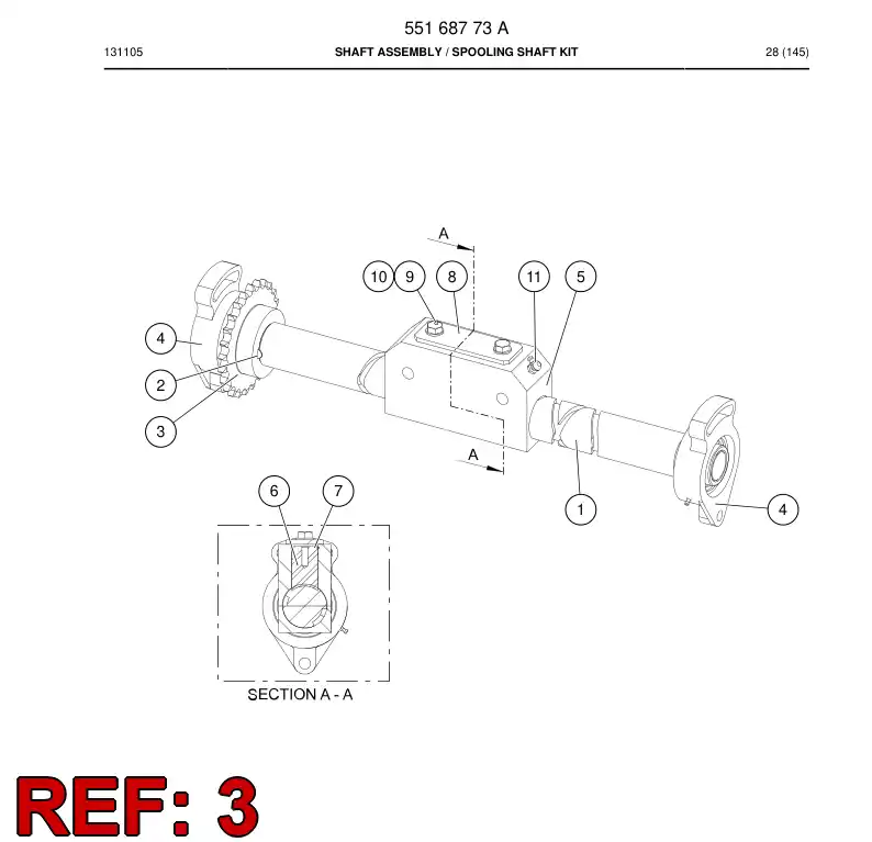 55186552 551 865 52 Pulley, Chain - Sandvik Technical Drawing
