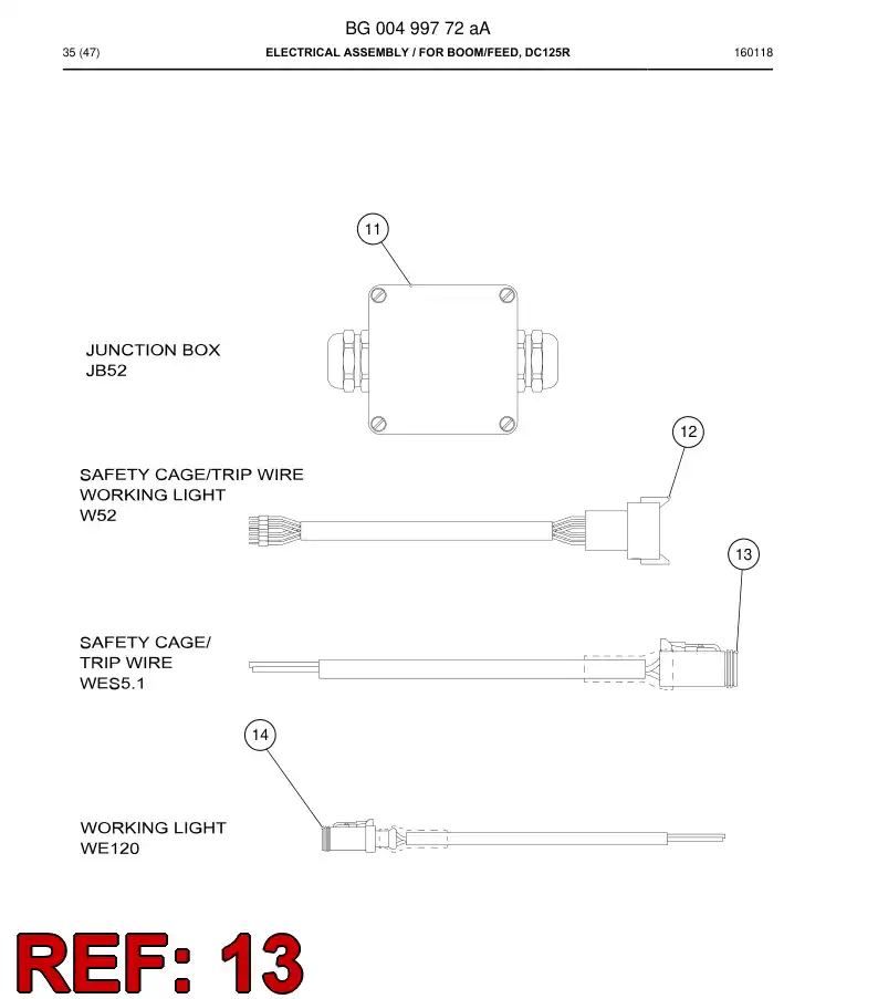 55186585c 551 865 85c Cable Assembly - Sandvik Technical Drawing