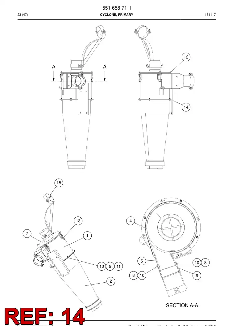 55186653a 551 866 53a Seal, Rubber - Sandvik Technical Drawing