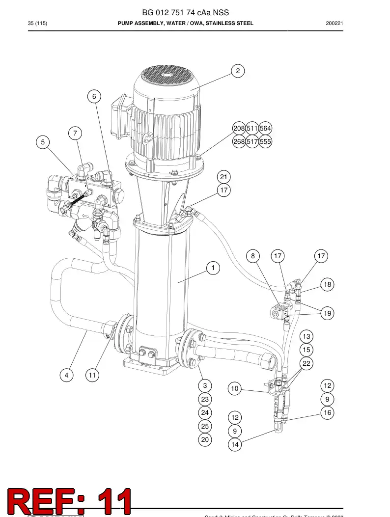 55186741 551 867 41 Adapter, Hydraulic - Sandvik Technical Drawing