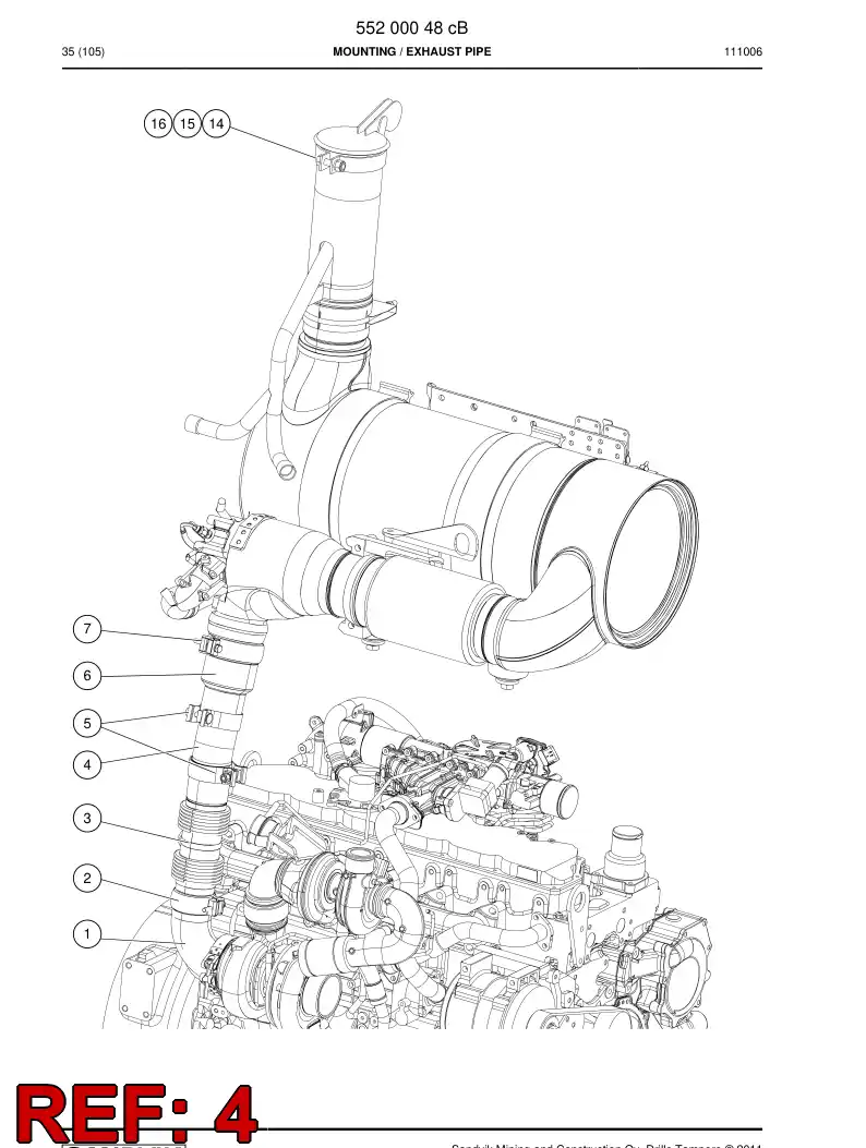 55186759 551 867 59 551-867-59 Pipe, Exhaust - Sandvik Technical Drawing