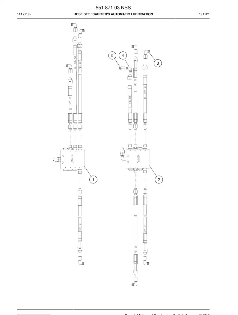 55187103 551 871 03 Hose Set - Sandvik Technical Drawing