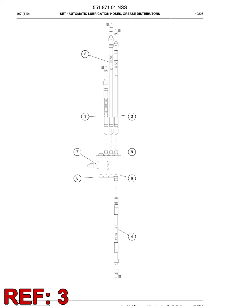 55187127 551 871 27 Hose - Sandvik Technical Drawing