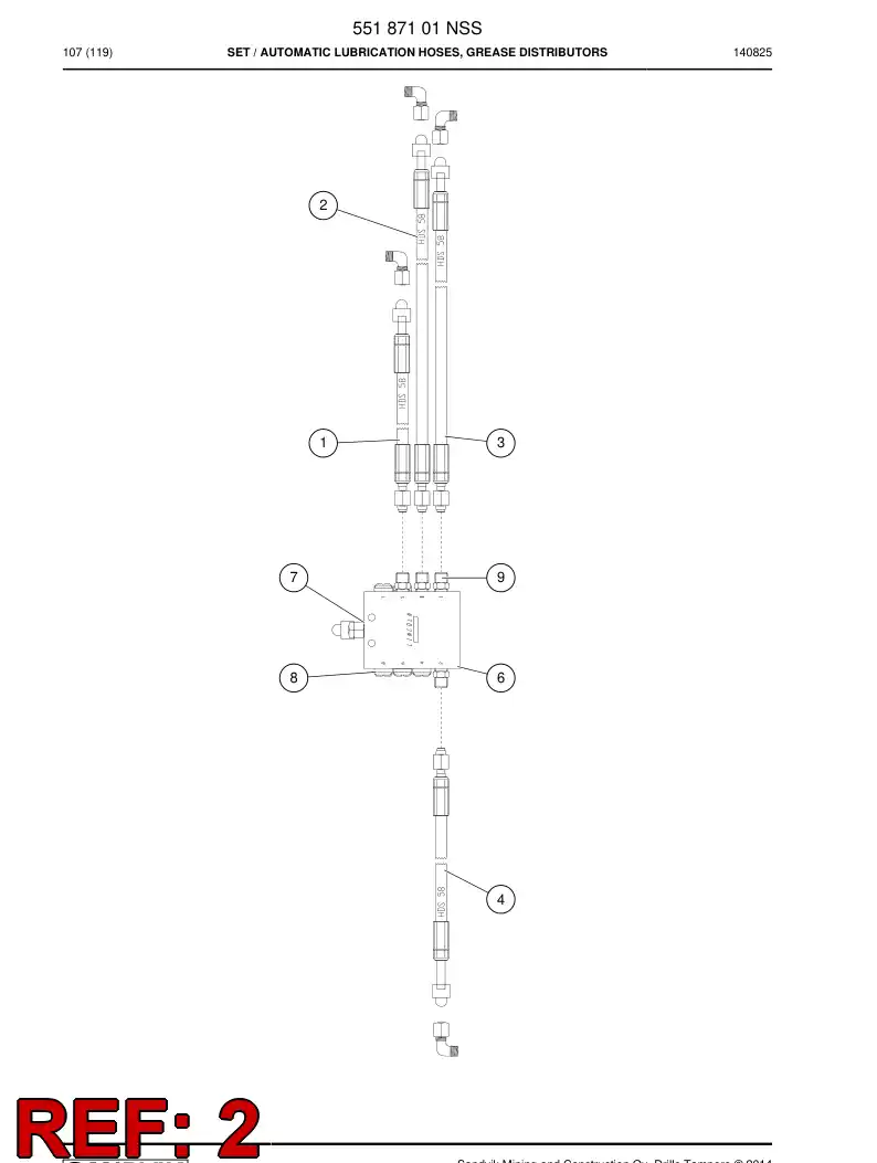 55187128 551 871 28 Hose - Sandvik Technical Drawing