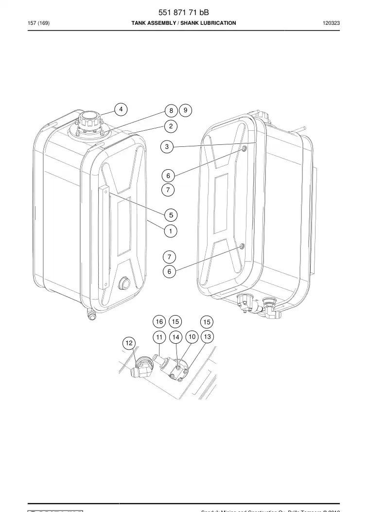 55187171d 551 871 71d Tank Assembly - Sandvik Technical Drawing