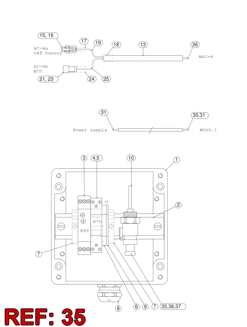 55187319 551 873 19 CABLE ASSEMBLY - Sandvik Technical Drawing
