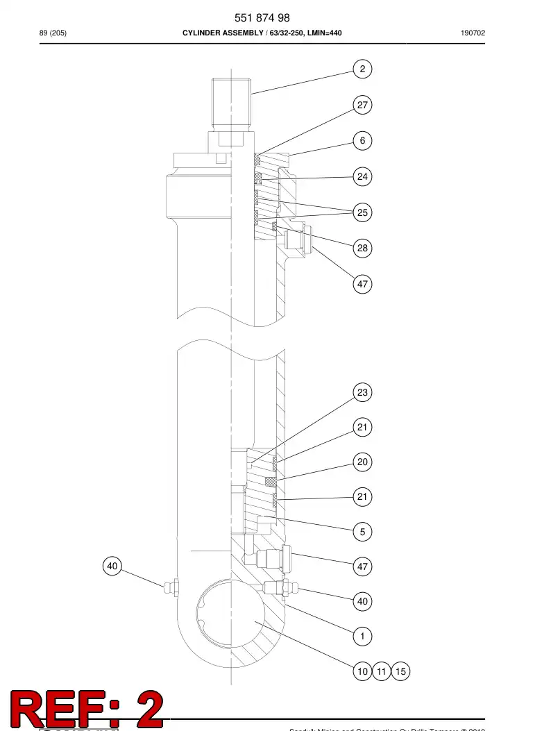 55187501 551 875 01 Rod, PISTON - Sandvik Technical Drawing