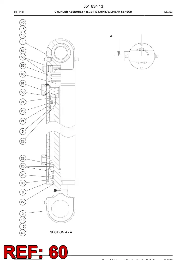 55187525a 551 875 25a Sensor, Linear - Sandvik Technical Drawing