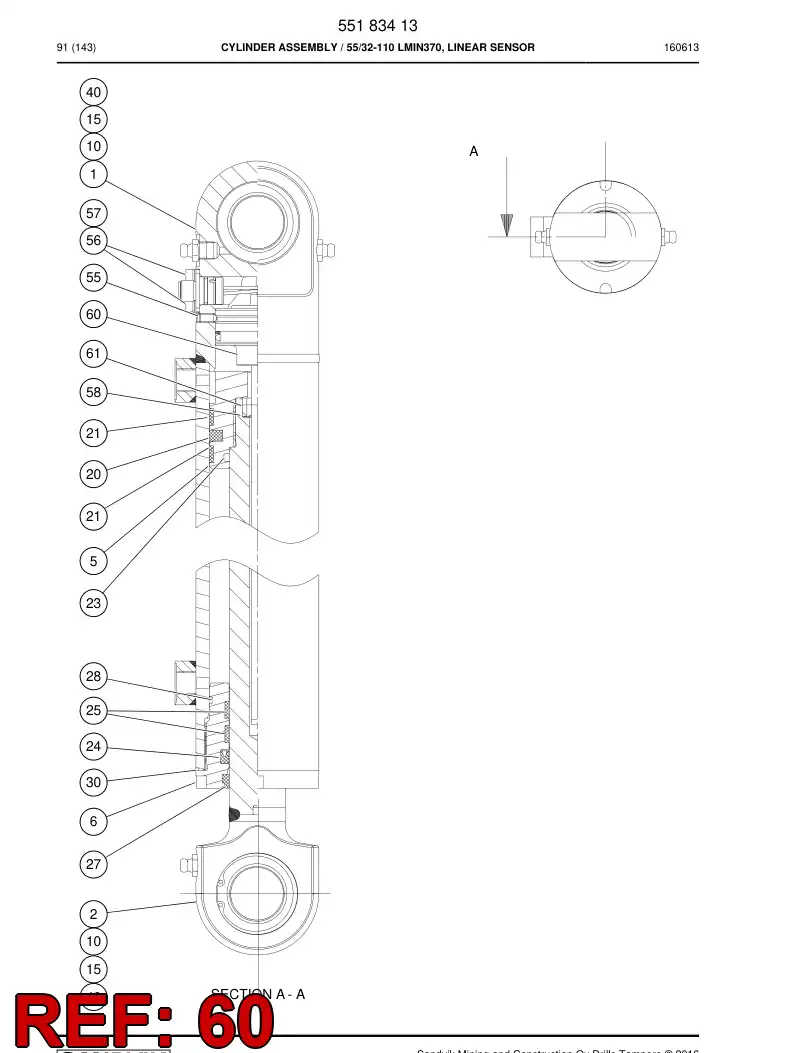 55187525b 551 875 25b Sensor, Linear - Sandvik Technical Drawing